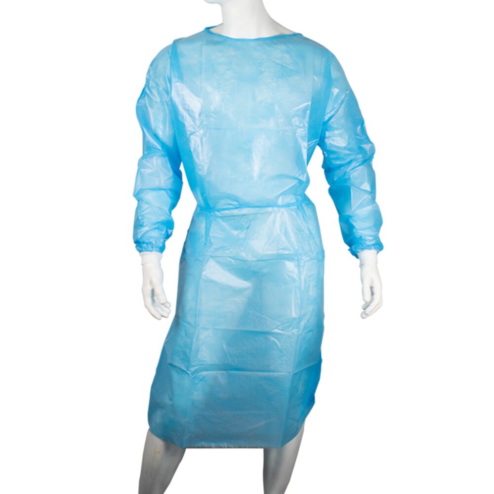 ULTRA HEALTH ISOLATION GOWN PP/PE CYTOTOXIC KNITTED CUFF & VELCRO NECK BLUE – OVERSIZED (XL-3XL)(50 Units)