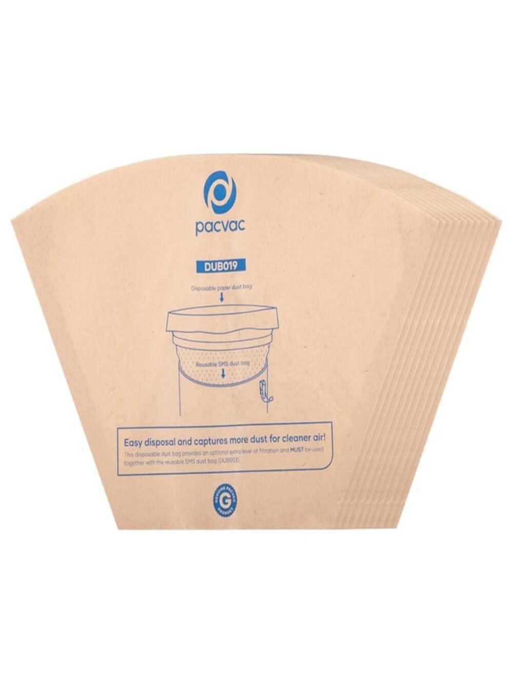 Disposable paper dust bag 5L (10pk) l PacVac