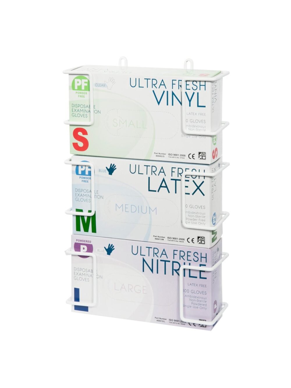 Ultra Fresh Metal Powder Coated Glove Dispenser White -Triple Tier