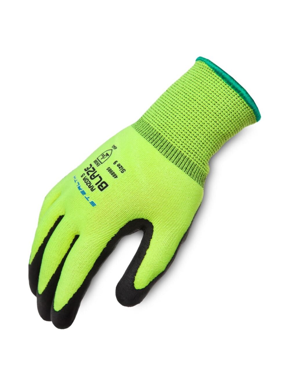 STEALTH RAZOR 5 BLAZE GLOVES – CUT 5/CUT D – NITRILE PALM HI VIZ/BLACK