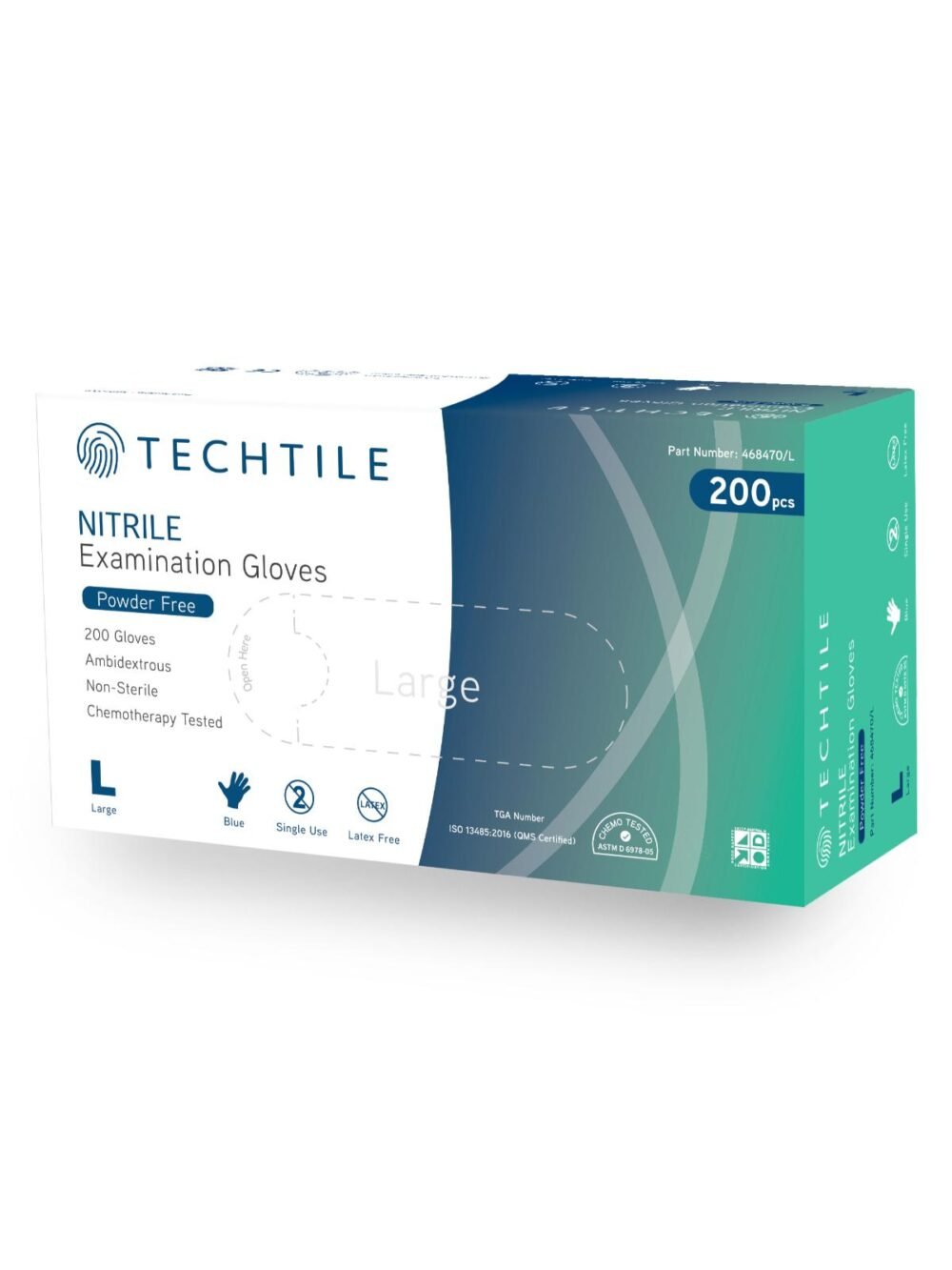 TECHTILE BIODEGRADABLE NITRILE GLOVES MEDICAL WEIGHT CHEMO-TESTED ACCELERATOR-FREE POWDER-FREE PASTEL GREEN  200 PACK