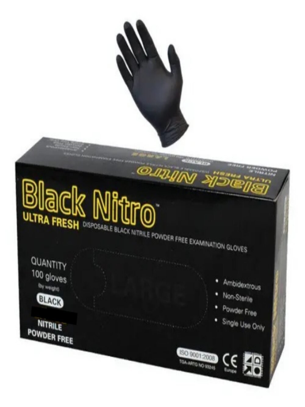 Sabco Nitrile Gloves Powder Free Medium Black 100pcs