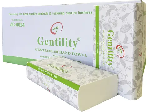 A&C Gentility Premium Interleaved Slimline Paper Towel Hand Towel 1 Ply 200 Sheets 20 Packs per Carton AC-4000