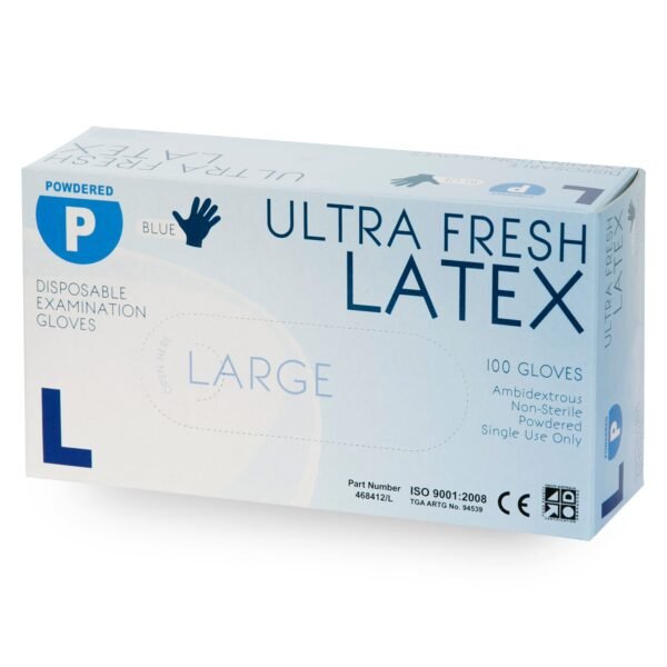 ULTRA FRESH CLEAR GLOVE PREMIUM WEIGHT POWDERED BLUE