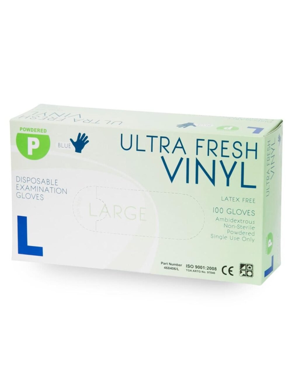 ULTRA FRESH VINYL GLOVE PREMIUM WEIGHT POWDERED BLUE