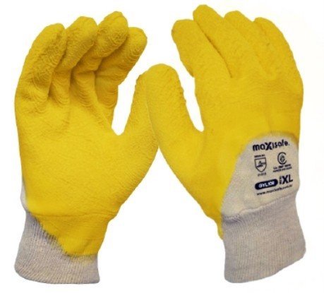 Premium Yellow Latex Coated Glass Gripper Glove